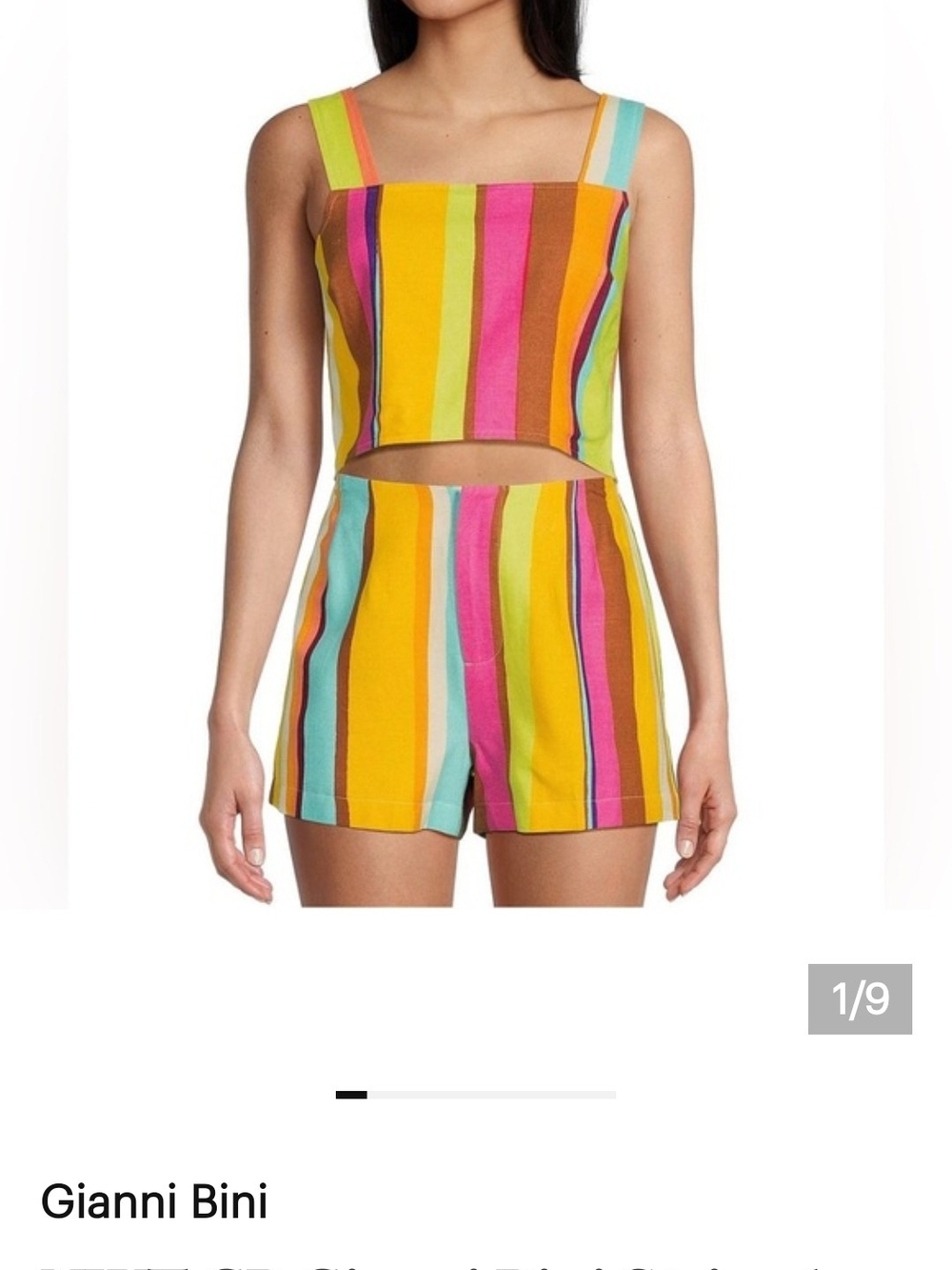 Gianni Bini Multicolor Vertical Stripe Crop Tank (Top Only) — Yellow, Pink, Aqua